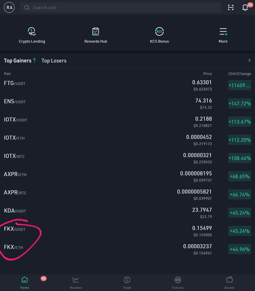 $FKX made the top gainer list. 🔥🔥🔥🔥🔥