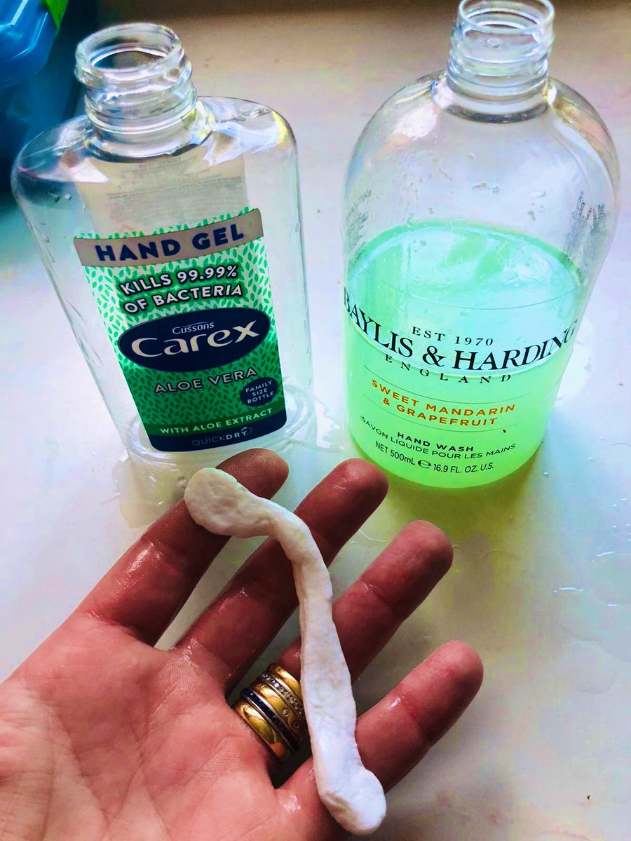 Did you know hand sanitiser mixed with hand soap makes slime? 🤯 (Discovered this by accident!) ❤️🧡💛💚💙💜