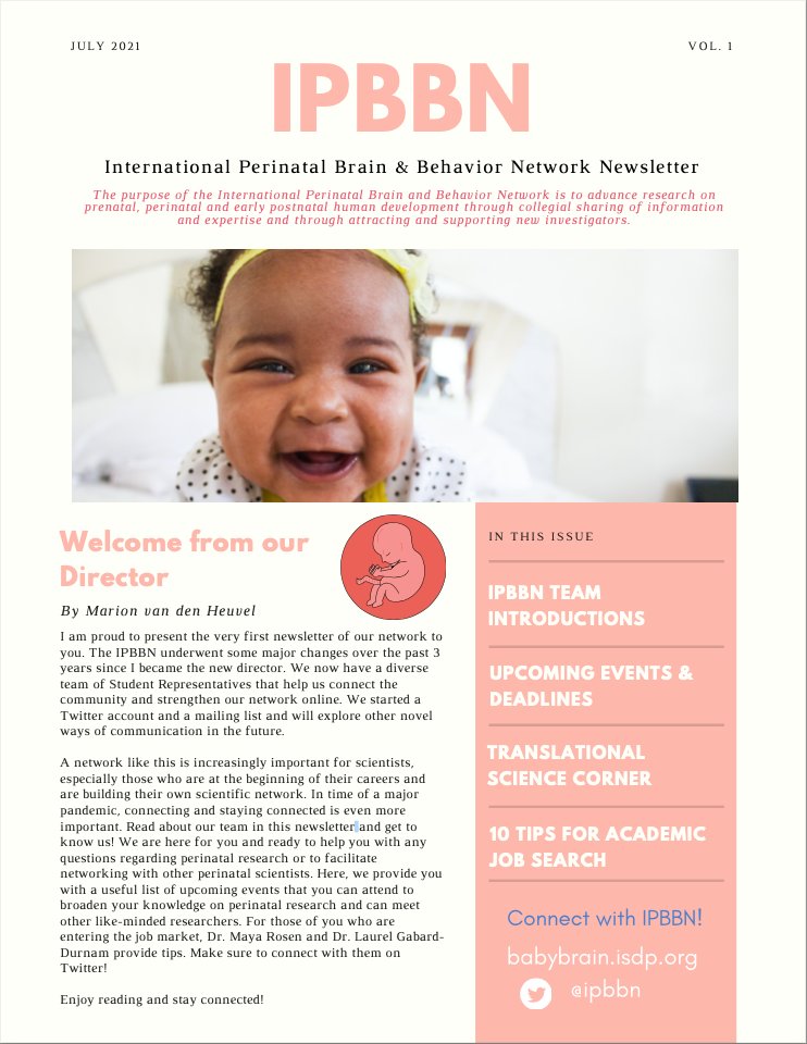 i_fibb's tweet photo. ✨Want to learn more about the International Perinatal Brain &amp; Behavior Network? Our Summer newsletter highlights our team members, related research, and tips for the academic job search! 👶🤰🧠 #ISDP2021 

@MvdnHeuvel @rebeccasara14 @JasmineHect @abdoolsocio @mayalrosen @drxilma https://t.co/a8jPMNYM21