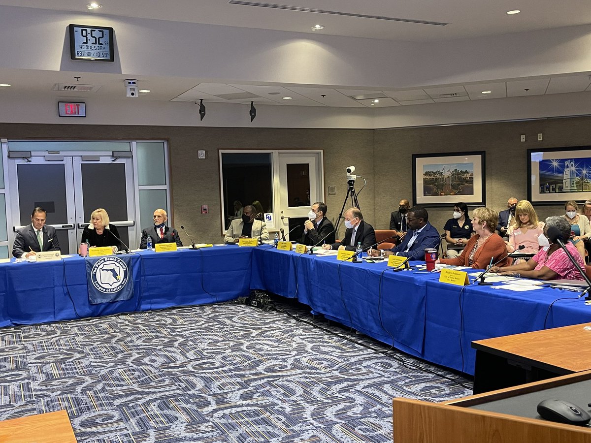 pbcloc's tweet photo. The Palm Beach County League of Cities is having a Joint Workshop with Palm Beach County Legislative Delegation at Palm Beach Gardens City Hall and are discussing the League’s Legislative Priorities for the 2022 Legislative Session. https://t.co/Nm8riFrVs1