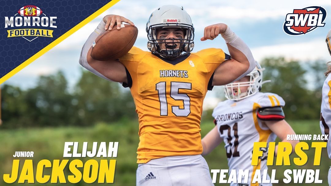 6Sphoto's tweet photo. 🐝🏈 Congratulations to Junior, Elijah Jackson who was selected First Team All SWBL East Division for Running Back.

@_MonroeFootball @HornetsInGame

#1HAH #HornetCountry https://t.co/4nTr7cLMER