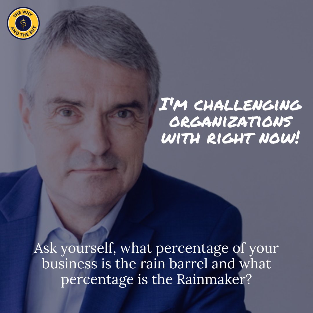TheWhyAndTheBuy's tweet photo. Ask yourself, what percentage of your business is the rain barrel and what percentage is the Rainmaker?

Join Christie, Jeff and Mark Hunter, @thesaleshunter in this week's podcast

🎤 Listen https://t.co/9WzRTCuqK2

#SalesPodcast #SalesTips https://t.co/tGvt9PJqbo
