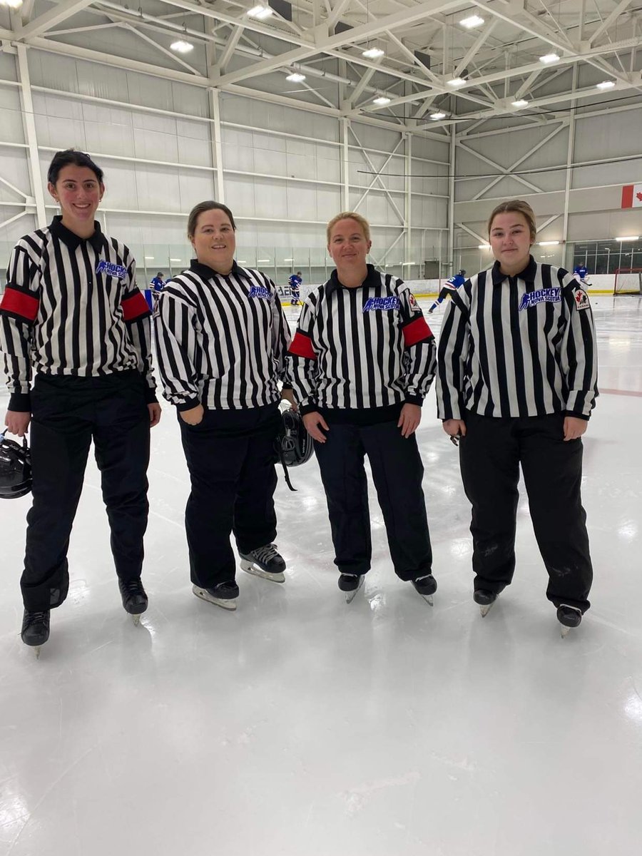 macinnis81's tweet photo. @RonMacLeanHTH whaddya think? The first 4 Cape Breton Regional Municipality female officials to do a game in the CBRM. Nov. 6th, 2021 at Membertou Cape Breton https://t.co/xhGf5LhdI7