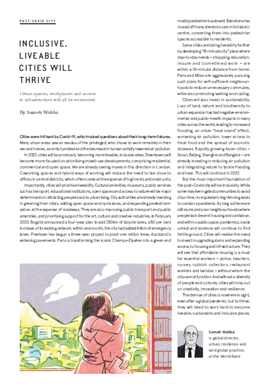 SamehNWahba's tweet photo. "Inclusive, Livable Cities Will Thrive" My views on the post-COVID city in Wired Magazine's The Wired World in 2022. https://t.co/6pztVxAz8T https://t.co/3LWqWZSy8l