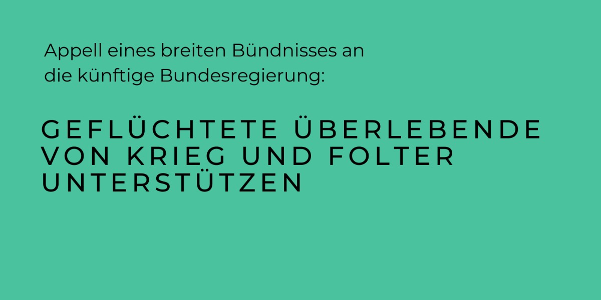 📢Appell an die nächste Bundesregierung:

Menschenrechte achten – uneingeschränkten Zugang zur Gesundheitsversorgung gewähren u. von Krieg, Folter u. Flucht traumatisierte Menschen vor Abschiebung schützen.
👉fal.cn/appellandiebun…

<a href="/BaffeV/">BAfF e.V.</a> <a href="/spdbt/">SPD-Fraktion im Bundestag</a> <a href="/fdpbt/">Fraktion der Freien Demokraten</a> <a href="/GrueneBundestag/">Grüne im Bundestag 🇪🇺🏳️‍🌈</a> #Ampel