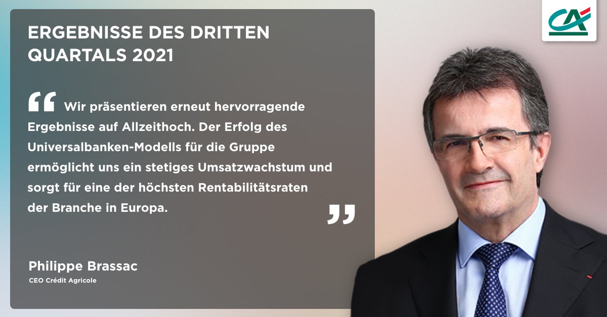 CA_Gruppe_D's tweet photo. @PhilippeBrassac, CEO der @Credit_Agricole, ordnet die Ergebnisse des dritten Quartals ein und hebt das kundenorientierte Universalbanken-Modell der Gruppe hervor.
➡️ https://t.co/rlyI6TRwTS
@Creditplusbank I @Amundi_ENG I @CACEIS I @CA_CIB I #FCABank I #Eurofactor
#WirSindCA https://t.co/bpFL2y6Gxy