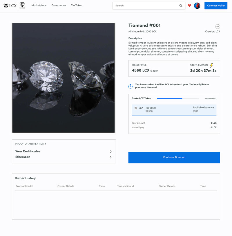 lcx's tweet photo. 𝗧𝗲𝗮𝘀𝗲𝗿 for the upcoming launch of @totofinance 

𝗧𝗼𝗸𝗲𝗻𝗶𝘇𝗲𝗱 𝗗𝗶𝗮𝗺𝗼𝗻𝗱𝘀
💎 LCX launches special dApp #NFT marketplace
💎 Sale, #NFT drops and auctions
💎 Rewards $TIA deflationary #cryptocurrency
💎 Special benefits for $LCX holders

First platform screenshots 👇 https://t.co/FNIkt3QZ2L