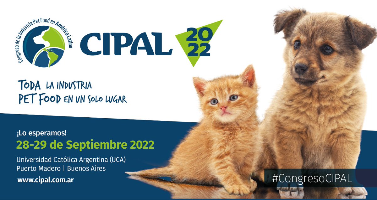 📢Luego de una exitosa primera edición con +600 asistentes, regresa #CongresoCIPAL en formato presencial el 28 y 29 de Sept. de 2022 a Buenos Aires para actualizarnos sobre las últimas tendencias de la industria #petfood! Más info👉bit.ly/3quBXgm 
#mascotas #nutricion