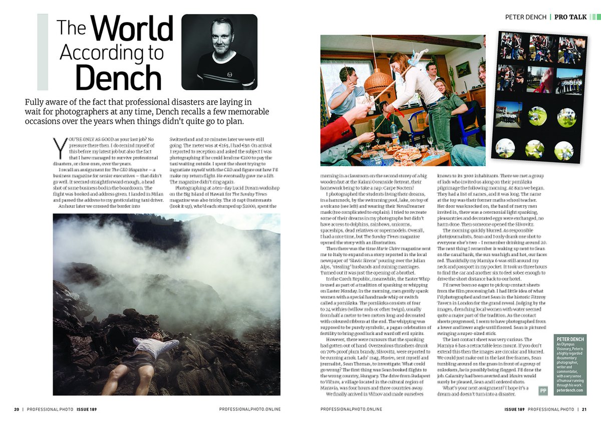 peterdench's tweet photo. In the latest @pro_photo_mag (issue 189) instalment of The World According to Dench #TWATD I recall a few assignments that didn’t quite go to plan 📸 #outnow https://t.co/bBArfygCTj