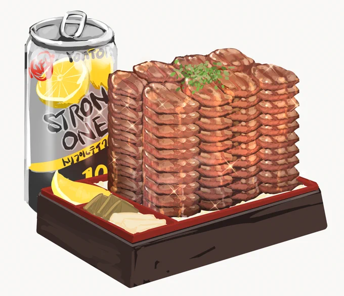 牛タン3倍弁当を食べそこねたので牛タン10倍弁当描きました。 