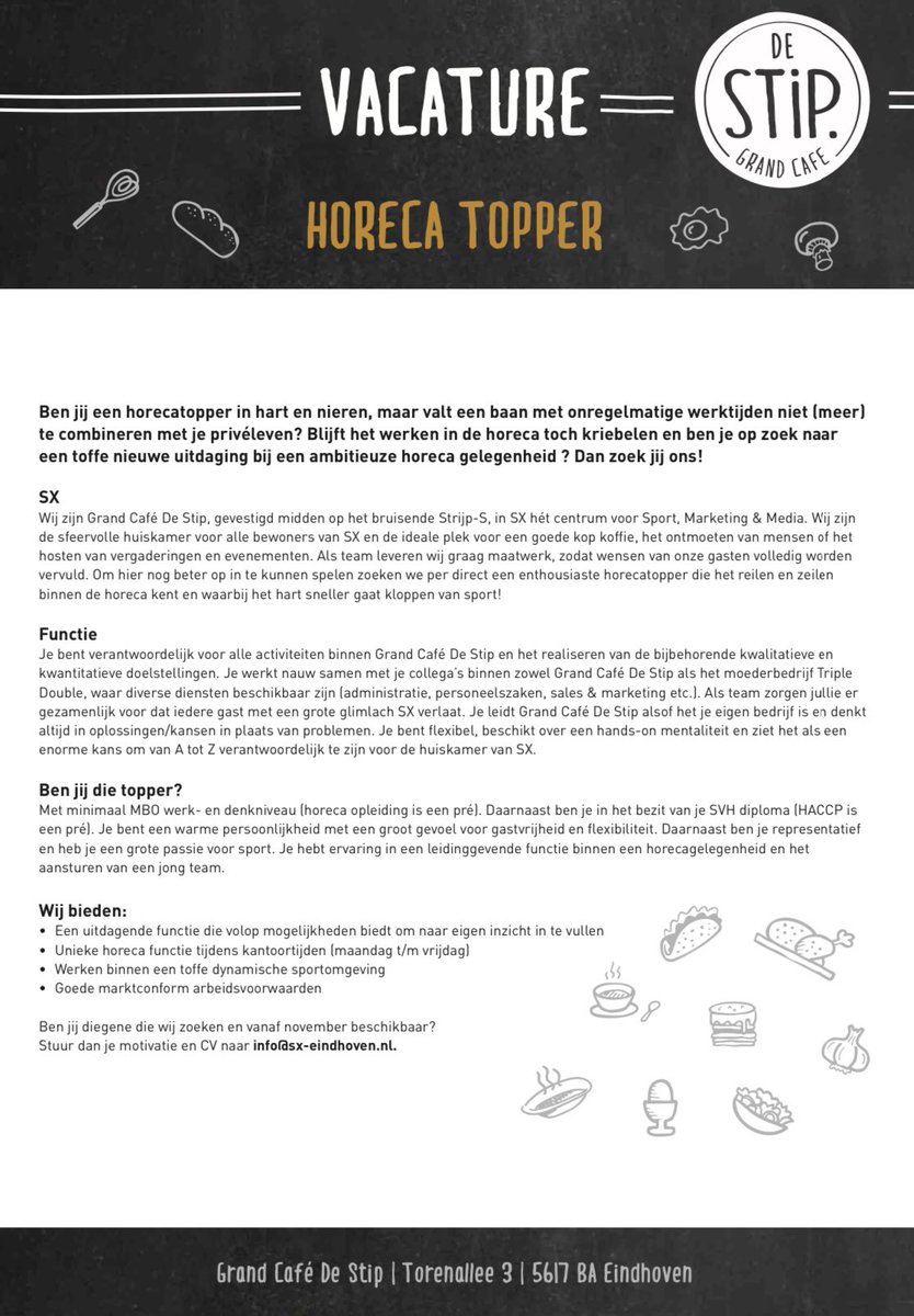 Wij zijn nog steeds opzoek, zoek je mee? Dé gouden tip wordt beloond! #werkenindehoreca #horecaeindhoven #vacaturehoreca #vacature #vacatureeindhoven #weekendenvrij #werkenstrijps
