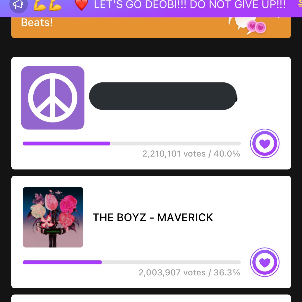 iboyzsupport's tweet photo. [🗳] Deobis porfavor vayan a votar en Mubeat ! Nos encontramos en 2do lugar y tenemos 9 horas para subir al 1!

• la diferencia va aumentando con el tiempo asi que porfavor difundan y voten si no lo han hecho 🚨 !

#THEBOYZ #MAVERICK https://t.co/i2aqDxwZqJ