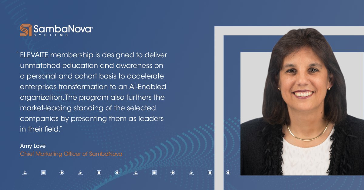 SambaNovaAI's tweet image. It takes industry expertise to launch and scale #AI. ELEVAITE provides resources to accelerate AI initiatives at Global 2000 companies. The program champions initiatives, delivers ROI and elevates businesses. Learn more: bit.ly/3BPdapm #Elevaite #AISolutions
