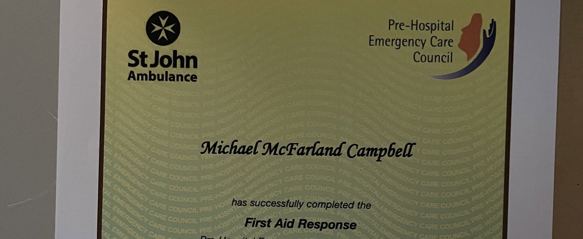 HIVBlogger's tweet photo. Pleased to have got the #FirstAidResponse certificate from @stjohnie and @PHECC in the post today. #SavingHelpingCaring #FirstAidSavesLives https://t.co/JrR8lftJKJ