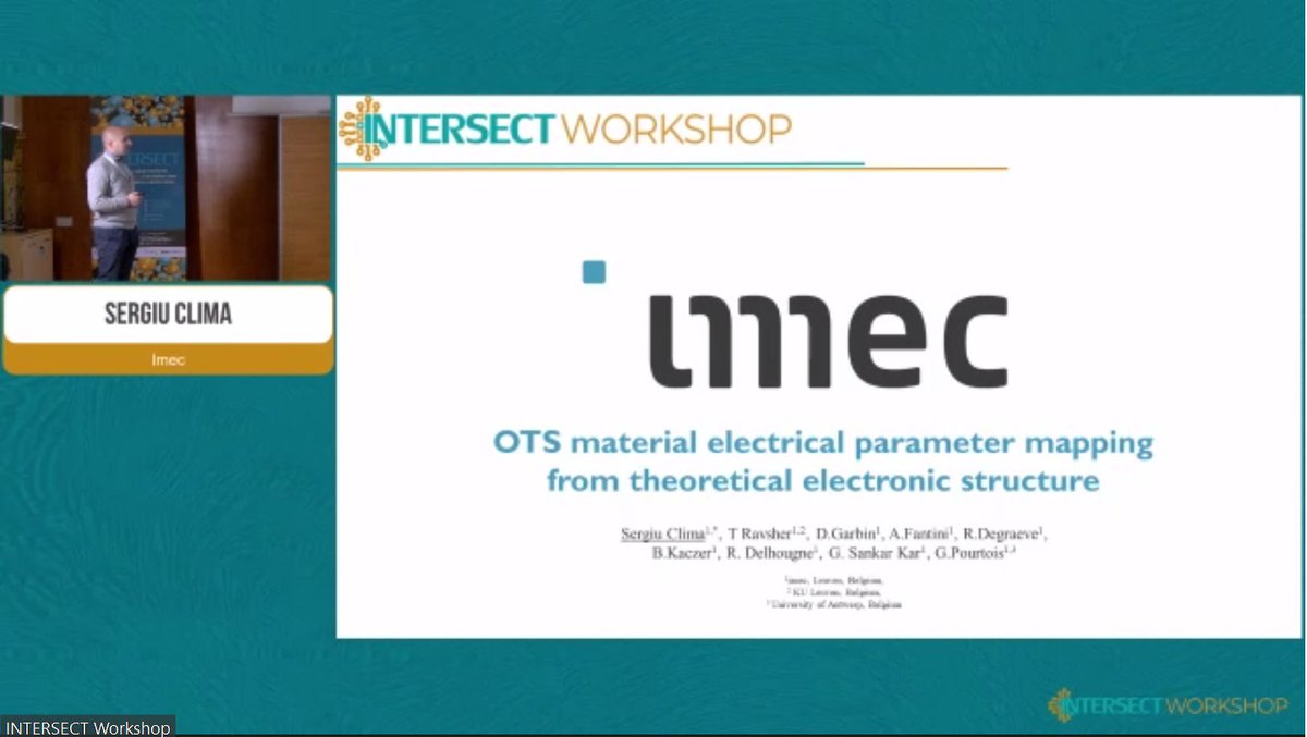intersect_eu's tweet photo. And we're closing the first day of our #intersectworkshop with the last speech from our #intersecter Sergiu Clima @imec about #OTS #material parameter mapping https://t.co/SCeEsu1dpl