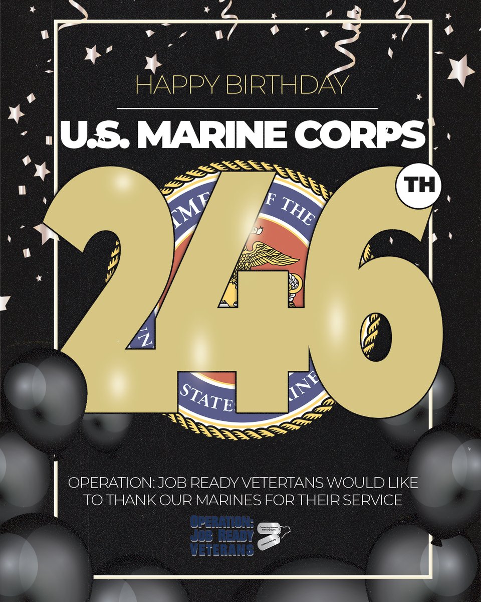 On behalf of Operation: Job Ready Veterans, we would like to wish a Happy 246th Birthday to the United States Marine Corps!

#MarineCorpsBirthday #MarineCorps