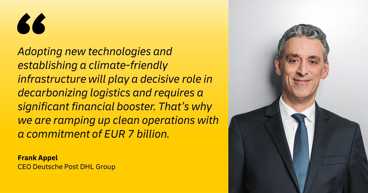 While #COP26 is still in progress, Deutsche Post DHL is committing to invest into #SustainableLogistics. Frank Appel took part in the <a href="/wef/">World Economic Forum</a> panel “Commitments from COP26: Accelerating Zero-Emission Mobility for All” today, discussing decarbonizing transportation and logistics.