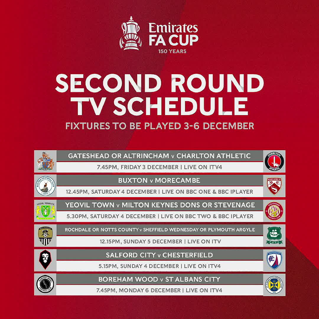 Emirates FA Cup on Twitter "The TV picks for the EmiratesFACup second round have been