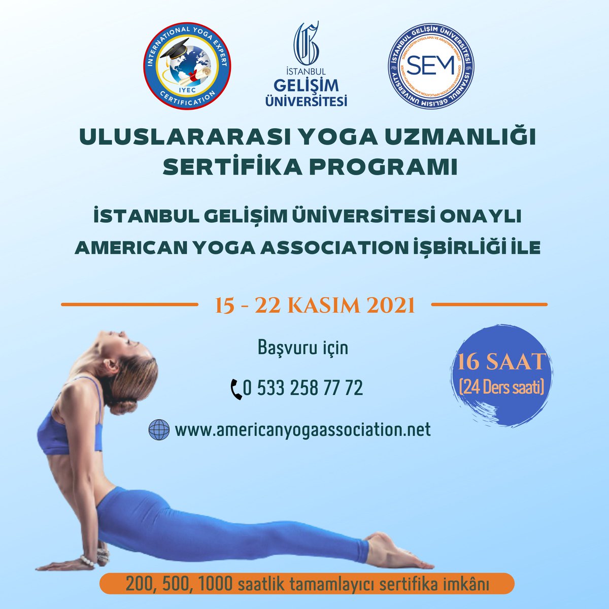 #uluslararasiyogauzmanligisertifikaprogrami
#istanbulgelisimuniversitesi
#americanyogaassociation