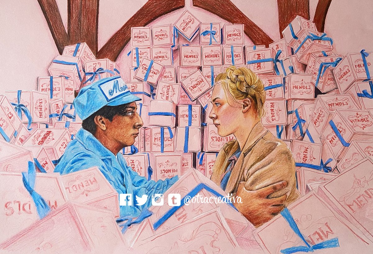 otracreativa's tweet photo. #thegrandbudapesthotel #elgranhotelbudapest #wesanderson #wesandersonmovies #wesandersonstyle #mendls #thegrandbudapesthotelart #coloredpencil #illustration #illustrationartists #drawing #sketch #pink #simetry https://t.co/zEALCFygq0