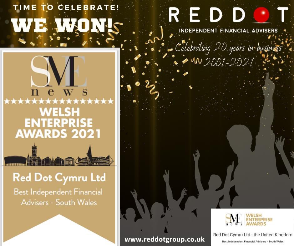 Earlier this year Red Dot were nominated and successfully shortlisted in this year's SME News Welsh Enterprise Awards. We are delighted to share with you all – We Won! Voted ‘Best Independent Financial Advisers- South Wales!’.
#awardwinning #independentfinancialadvice