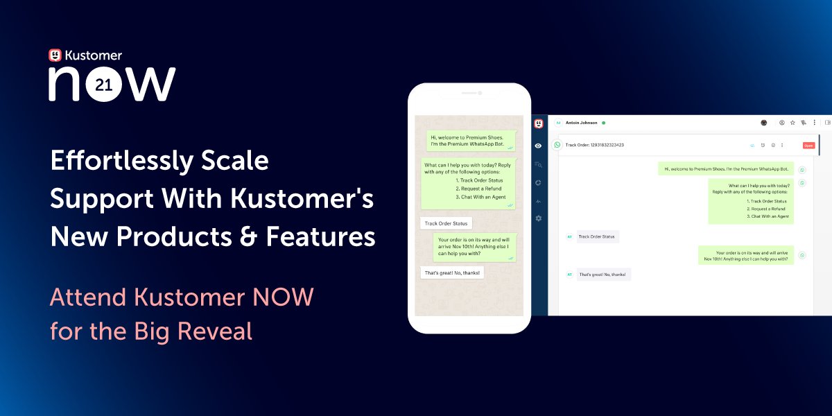 kustomer's tweet photo. We'll be announcing all of our ⚡ NEW PRODUCT RELEASES⚡  today at #KustomerNOW. 

Want to see what we've been up to and how your team can leverage Kustomer? Tune in right here. https://t.co/xl5PX3t9rC https://t.co/9BGPfH8gut
