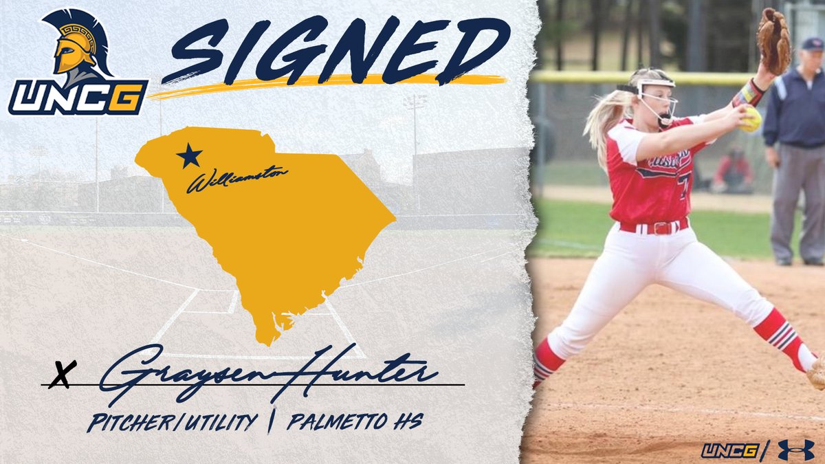 UNCGSoftball's tweet photo. We are excited to announce our first signee on #nationalsigningday with Graysen Hunter ‼️

Gray will be joining Team 3⃣7⃣ for the spring season!
#letsgoG #NSD21 

Read more 📰 https://t.co/PZs5oLyHAO https://t.co/OJaUdiEV7e