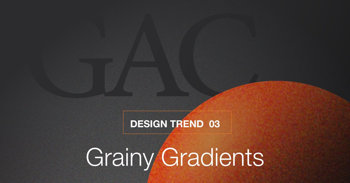 gacollective's tweet photo. 2021 Design Trends wrap-up, Trend #3 Grainy Gradient - 
This technique uses blurred transitionary gradients mixed in with a grainy texture that almost look real-to-the-touch. 

Where have you seen this design technique?
#designtrend #design  #designsolutions #grainygradient #uiux https://t.co/YabVtbrn3V