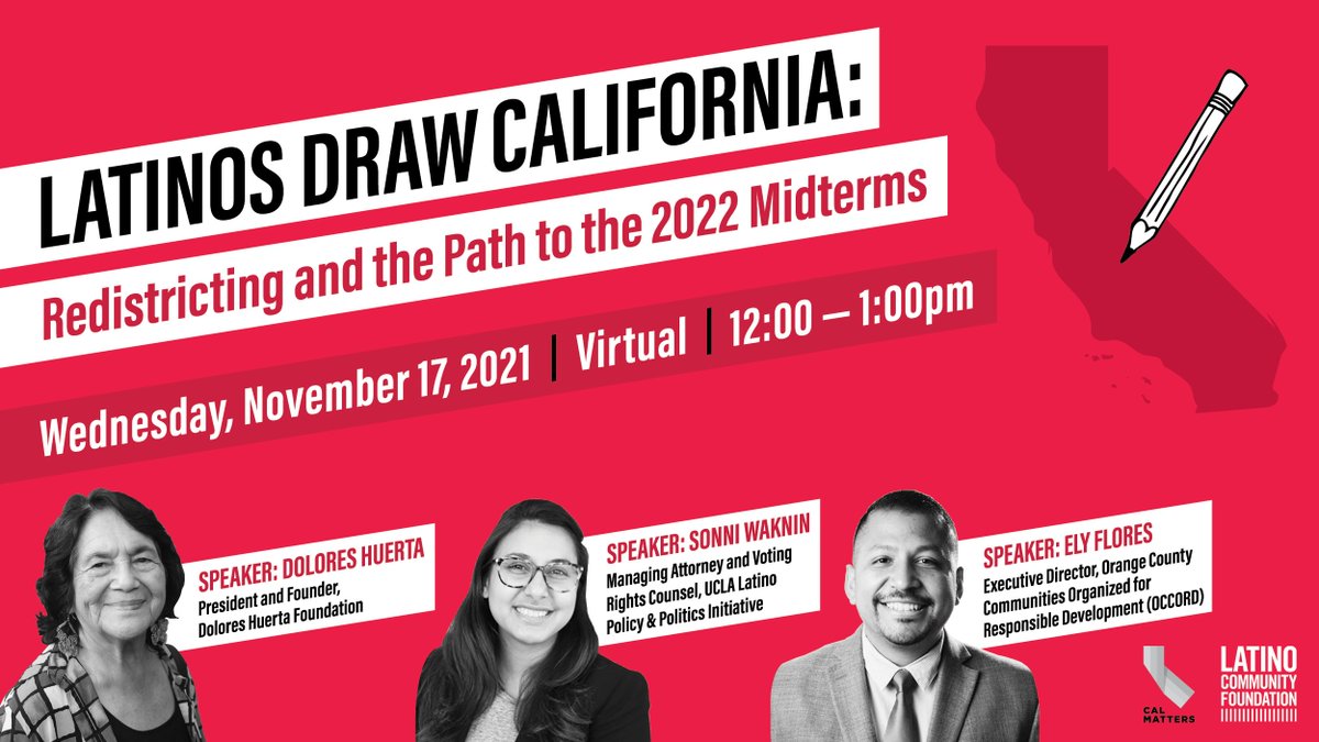 UCLAlatino's tweet photo. Latino voices will shape the future of CA for generations to come! Join @SonniWaknin at @LatinoCommFdn's virtual #LatinosDrawCA event to learn more about the power our communities hold in the #redistricting process. See you Nov. 17th at 12pm!
Register ➡️https://t.co/YZwfpQLFPk https://t.co/5sdjvLaWVv