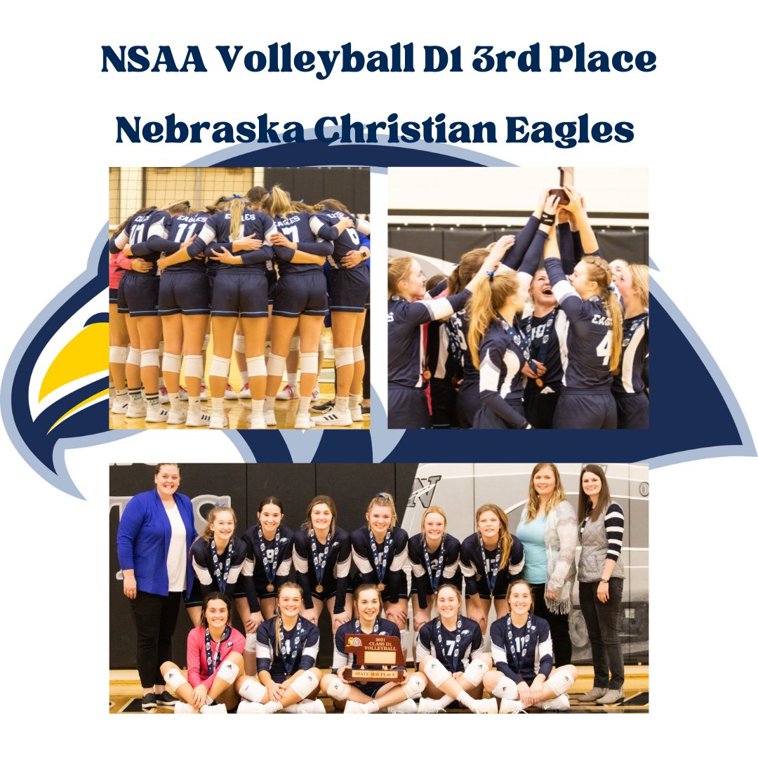 nebr_christian's tweet photo. Eagle Nation, in case you missed it, the volleyball team ended the season with a third place finish at the 2021 NSAA State Volleyball Tournament. We are very proud of how they competed and represented our school. #NCEagles https://t.co/tPHJQSWeL1