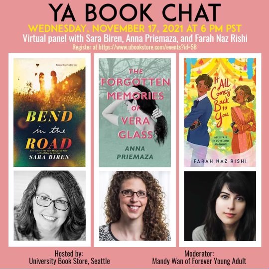 Next week! Join @abramskids' YA authors @sbiren, @annab311a, & @farahnazrishi for a free virtual event moderated by @mandy_wan of @4everYA! RSVP here: bit.ly/3aS0p2p