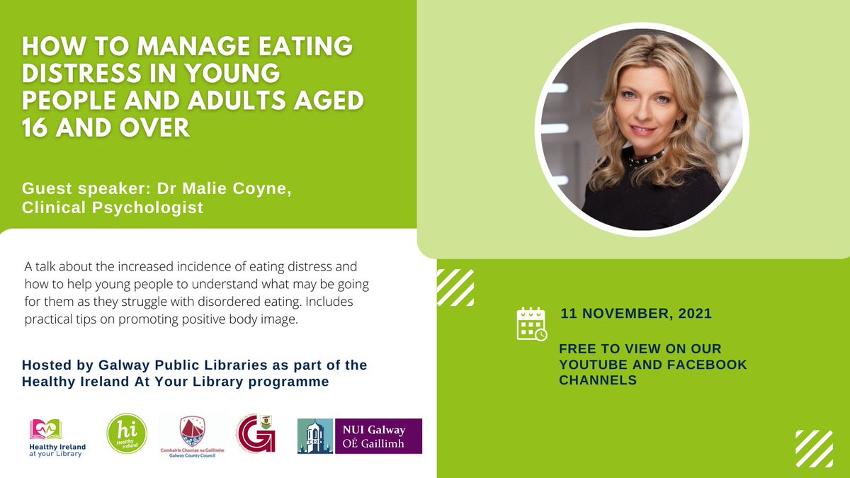 Our new #HealthyIrelandatYourLibrary talk with Dr. Malie Coyne will be online tomorrow. Free to view on our Facebook and Youtube channels.