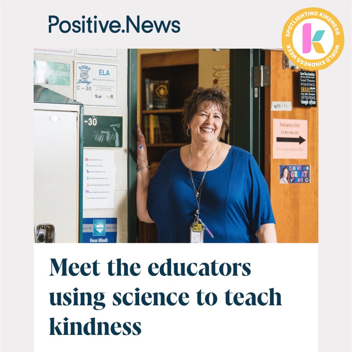 kindness_org's tweet photo. Today, we're highlighting our #LearnKind teachers! Check out the latest @positivenewsuk story on how 2 Learn Kind educators are cultivating kindness in their classrooms. #WKW2021

https://t.co/WgmbvWiVxo @TwpNJ https://t.co/fPvTw51qcH