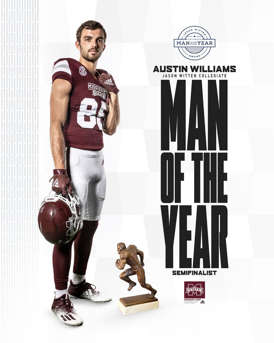 HailStateFB's tweet photo. Leading by example.
Austin Williams is a semifinalist for the Jason Witten Collegiate Man of the Year Award👏
#HailState🐶 https://t.co/0D1Ug3dFtG