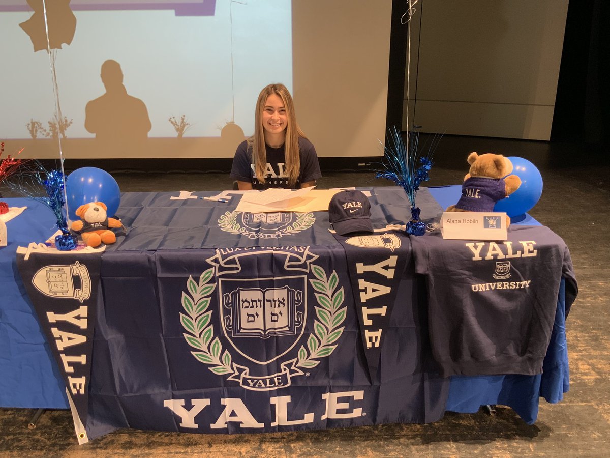 WellingtonHSFL's tweet photo. We are thrilled to share photos from today’s #NationalSigningDay event.  Three @WHS_athletics1 student-athletes signed letters of intent to continue their careers at the collegiate level.  #WHSLIVE @PrincipalHayden @pbcsd @Tampa_Softball @GoBigBlueSoccer @YaleTF_XC https://t.co/a7l75yl4iV
