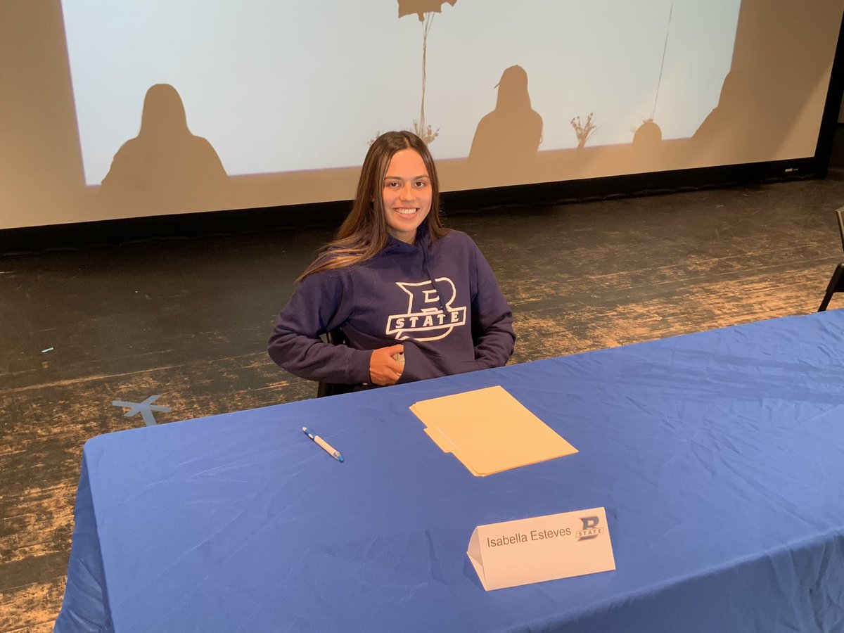WellingtonHSFL's tweet photo. We are thrilled to share photos from today’s #NationalSigningDay event.  Three @WHS_athletics1 student-athletes signed letters of intent to continue their careers at the collegiate level.  #WHSLIVE @PrincipalHayden @pbcsd @Tampa_Softball @GoBigBlueSoccer @YaleTF_XC https://t.co/a7l75yl4iV