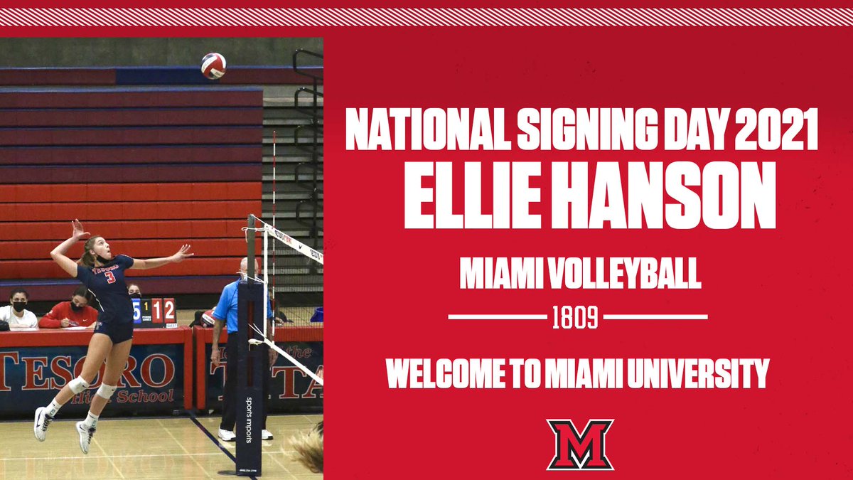 Thrilled to welcome a 6-0 outside hitter from Tesoro High School in Ladera Ranch, California to the program! Welcome to Miami, Ellie Hanson! <a href="/MiamiAthletics/">MiamiAthletics</a>  <a href="/MiamiUniversity/">Miami University</a>

#RiseUpRedHawks #LoveAndHonor #GraduatingChampions