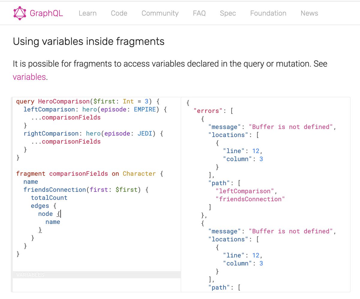 savinger's tweet photo. @GraphQL Error in Learn guide. https://t.co/DvzkAH07M7 https://t.co/Ok6GelANiT