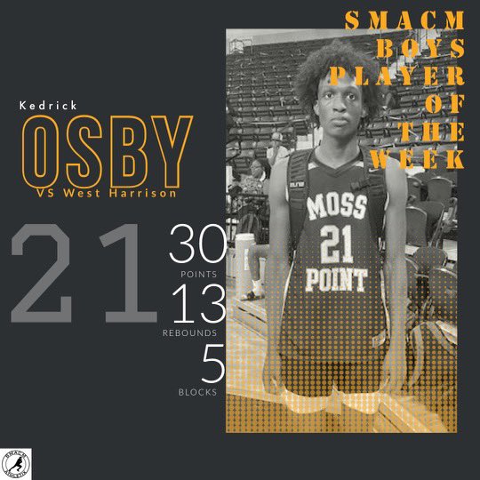 SMACM Preps Player of the Week. Boys 🏀 <a href="/KedrickOsby/">21_ked</a> <a href="/MPAthletics_/">Tiger Nation Athletics</a>  @Coach_Bingo