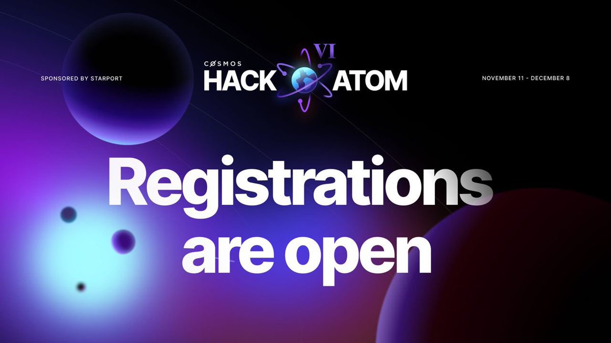 cosmos's tweet image. Developers, it’s time to build!

🟢REGISTRATIONS ARE NOW OPEN🟢
              👉🏻hackatom.org👈🏻

With a Prizepool of $1 Million in $ATOM, the Biggest HackAtom in Cosmos History is here!

👩🏻‍🚀Need support or info?
Ask inside the #HackAtomVI channels
discord.gg/cosmosnetwork