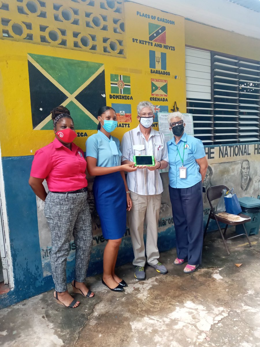 P.A.C.E. Canada, Mark Fullerton donating tablets to Solomon Levy Basic School in Mountain View. @ECCJA @karlenedesland1 @tkmsingh @SDixonreg6 @shawpaulag2 @PACECanadaOrg