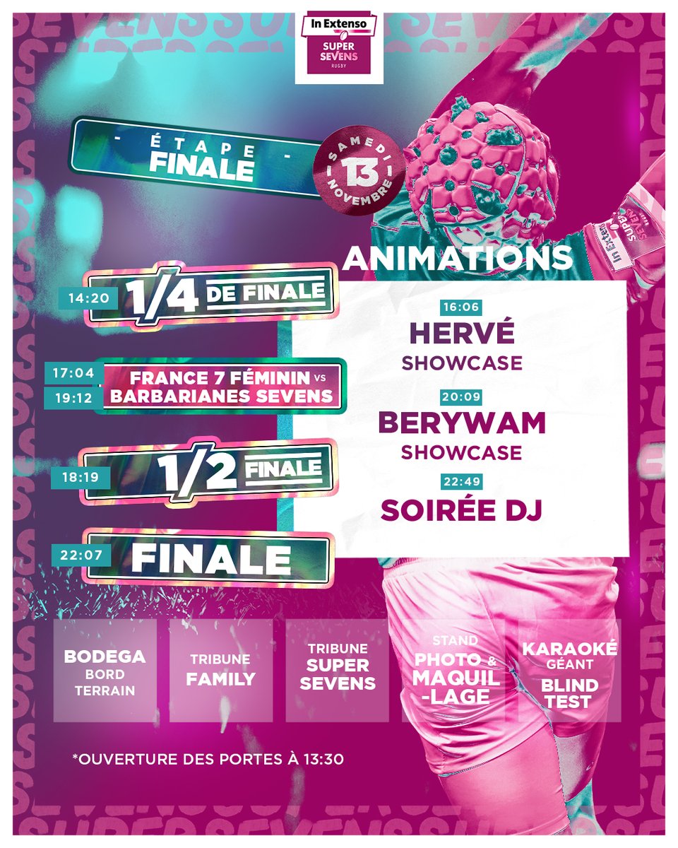 plenitudearena's tweet photo. 🔥 J-2 : In Extenso @supersevens 🔥

❌ Pass sanitaire obligatoire pour les + 12 ans
⏰ Ouverture des portes: 13h30
🏉🎉🎤🥳Le programme complet de votre journée folle en animations

 📝 Les infos pour préparer votre venue ➡ https://t.co/2NMLinwGA7

#InExtensoSupersevens https://t.co/TcCCzvyfb4