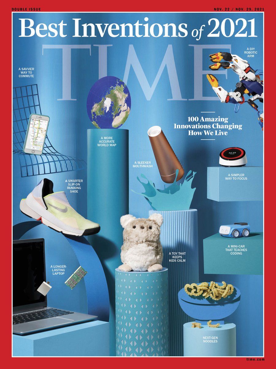 Our new, double-sided world map (like a vinyl record), the Gott-Goldberg-Vanderbei Projection, made the cover of <a href="/TIME/">TIME</a> 's 2021 Best Inventions special issue!
time.com/6113028/how-we… #TIMEBestInventions