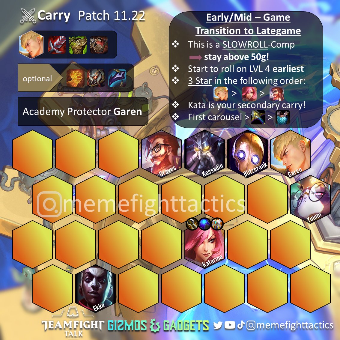 memefighttactic's tweet photo. TeamfightTalk - 166 Academy Protector Garen‼️
➖➖➖➖➖➖➖➖➖➖
Follow me for more content and daily TFT Updates @memefighttactic !🔥
👆🏽
➖➖➖➖➖➖➖➖➖➖
#memefighttactics #teamfighttalk #teamfighttactics #leagueoflegends #tft 
—————————— https://t.co/I8zpRDVzDz