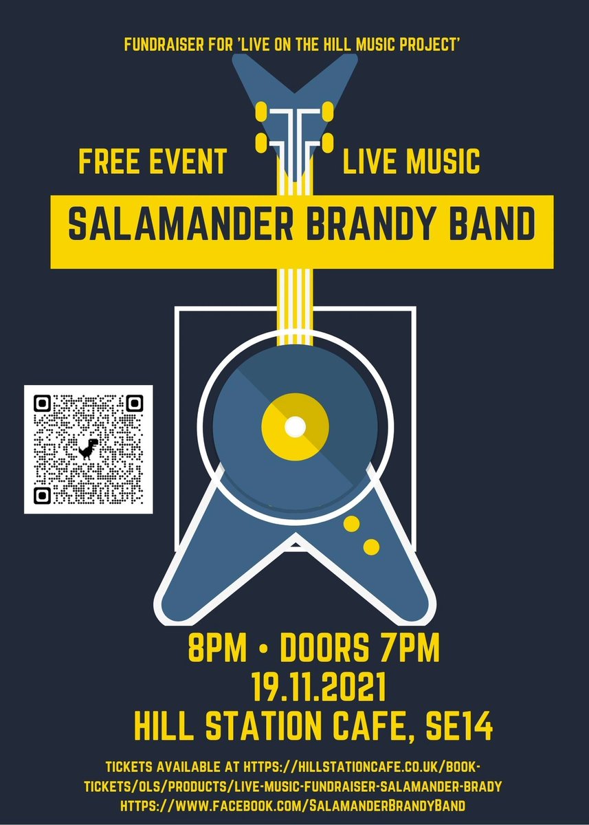 'Salamander Brandy Band' playing live on19.11. This fundraising event is to raise money for our 'Live on the Hill Music Project'. Balkan tunes, some Gypsy Jazz and folk music from other countries.
Bar open. Pizza from @dinnerforonehundred

Free to register hillstationcafe.co.uk