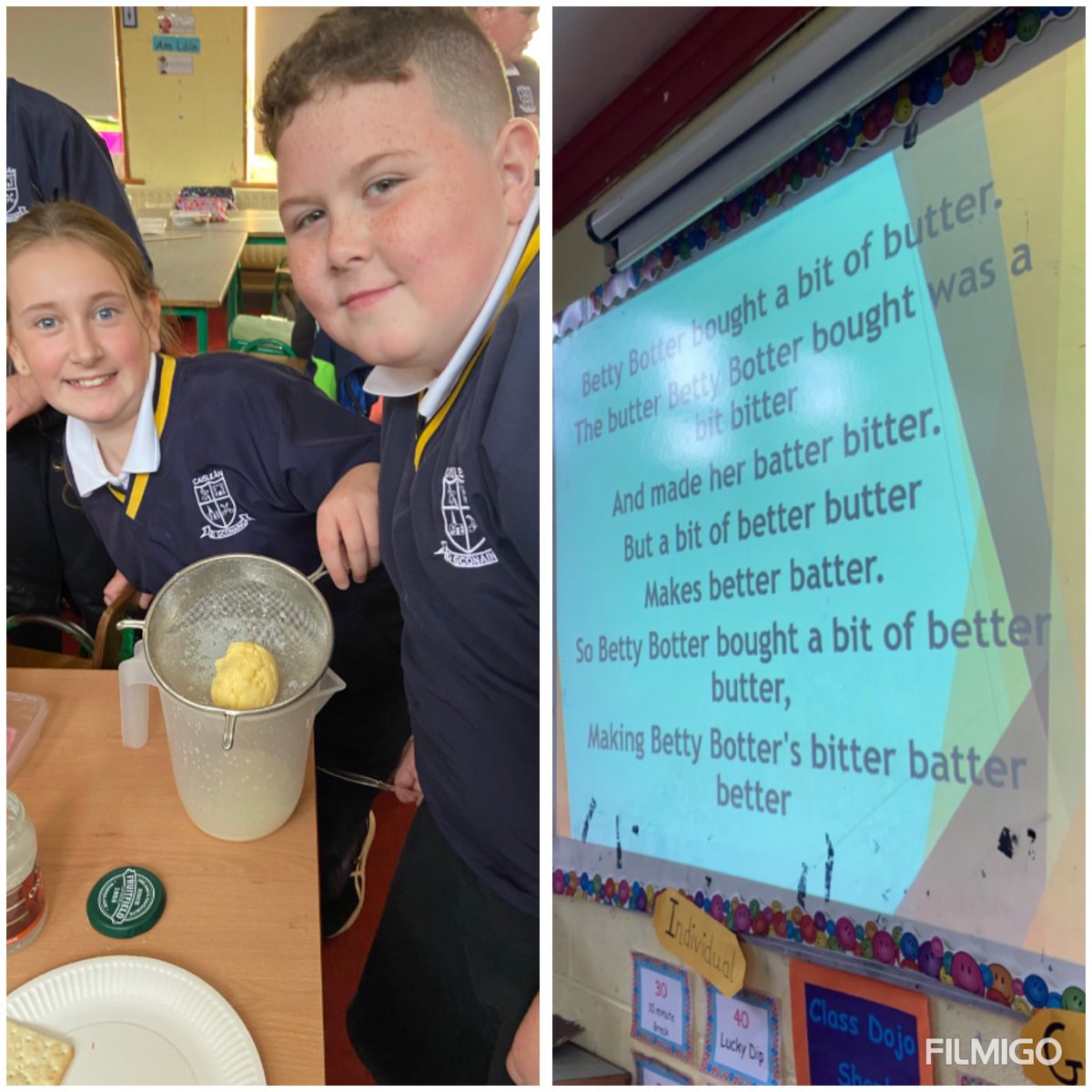 cconnellns's tweet photo. Science week fun continuing in rang a cúig today. The children engaged in the process of making their own butter. It is safe to say the taste test went well! @ScienceWeek #materialsandchange #liquidsandsolids #physicalforce #activelearning #fun https://t.co/3nQeKC932E