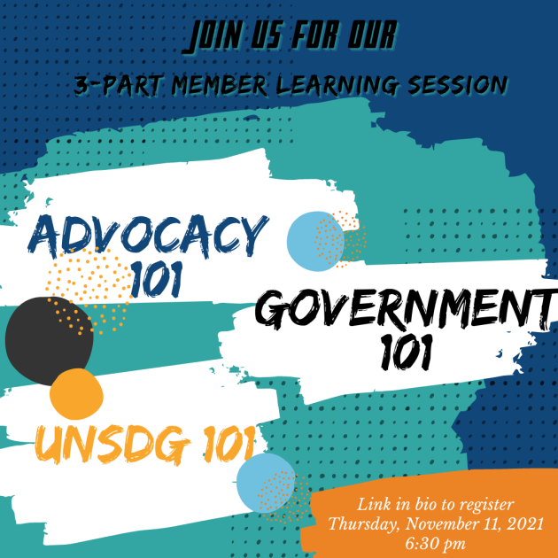 Hey everyone 👋! This Thursday at 6:30 pm our #nEWBies will be hosting our member learning sessions!!! Come join us for an event filled with lots of fun and interesting conversation about advocacy, government and SDGs. See you there! 😁🥳🥰

Link in bio.