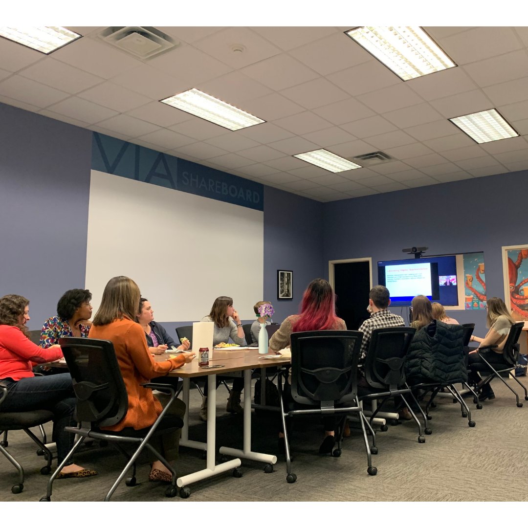 ViaEvaluation's tweet photo. A VIA #Eval21 watch party! We all signed up for the same session ('Framing Evaluation for the Future') and.. well.. somethings are just better together❤. #eval #Evaluation #evaluators #conference @aeaweb https://t.co/J6JEigiYTt