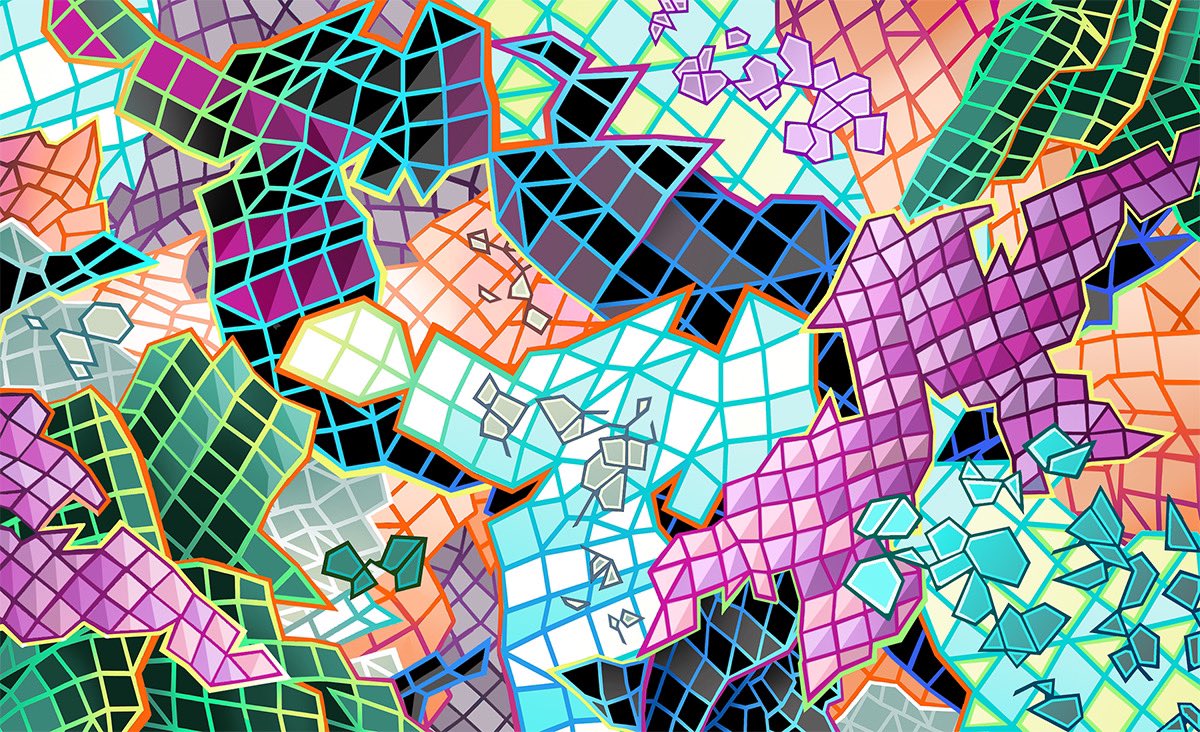 XaviPanneton's tweet photo. Pattern Disruption -inspired by autumn leaves and the fractal patterns they settle into on the ground. Done in a juicy fruit flavored candy blocks style. https://t.co/UEnxybaap0