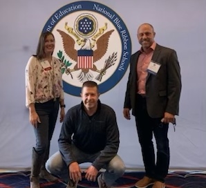 MoorePublicSch's tweet photo. HUGE congrats to @TheBrinkBobcats! They were honored Nov. 5 at the @NatlBlueRibbon Schools awards in Washington, D.C. Only 325 U.S. schools got the title; 6 from OK. Principal Dan Schwarz, Christa Chaney &amp; @WestmooreHS Principal Joe Ross accepted the award! 🏆#mpspride #nbrs2021 https://t.co/QBh1qlBO2e